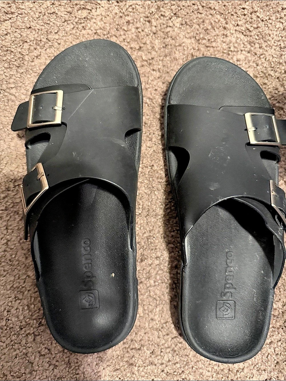 Spenco Vista Slide Black Buckle Sandals
